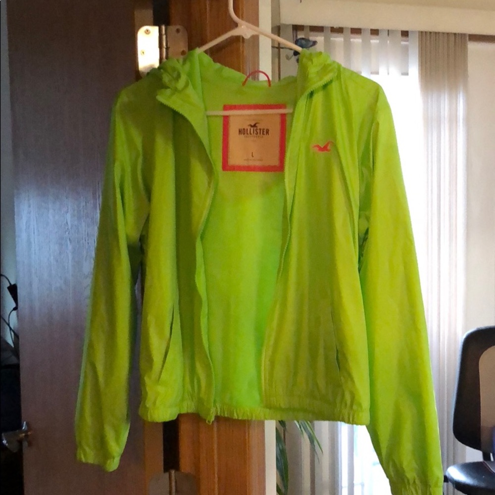 Holister, never worn, bright green windbreaker